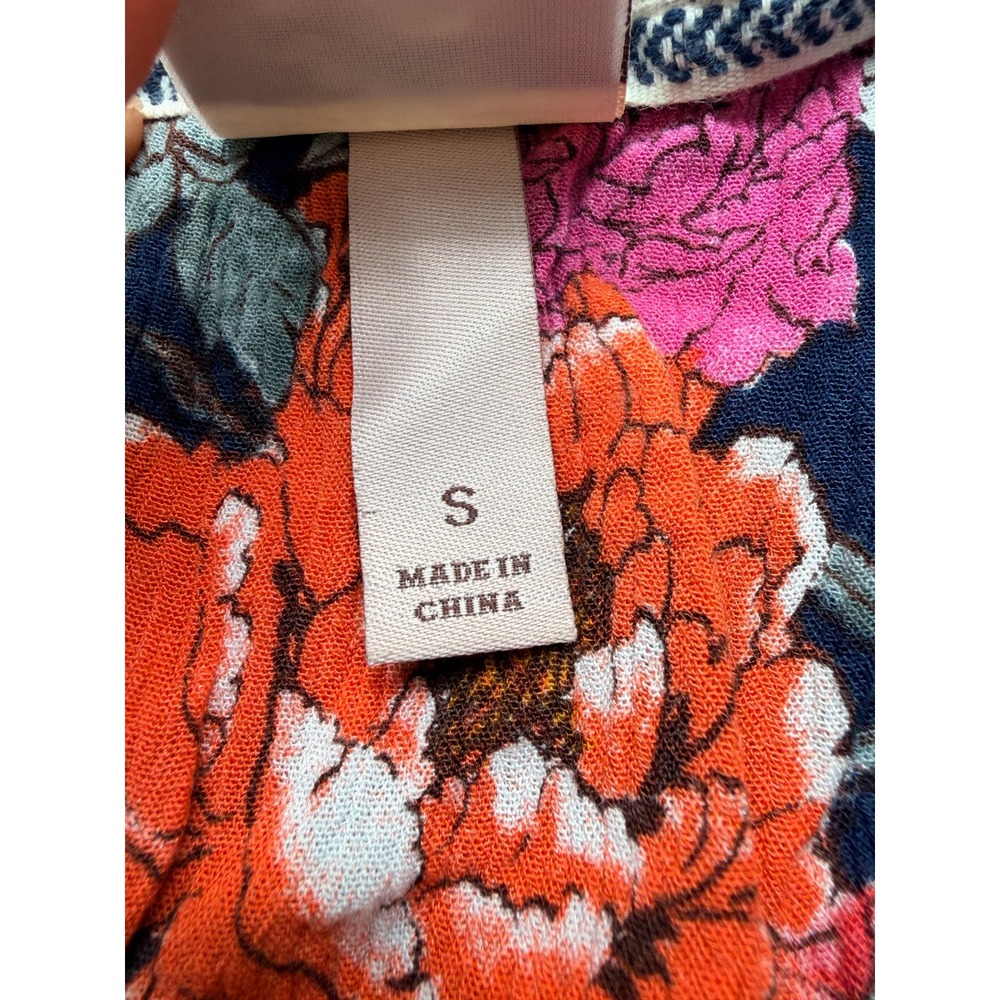 Knox Rose Floral High Low Midi Dress Navy Pink Orange Smocked Waist Small - Picture 6 of 9